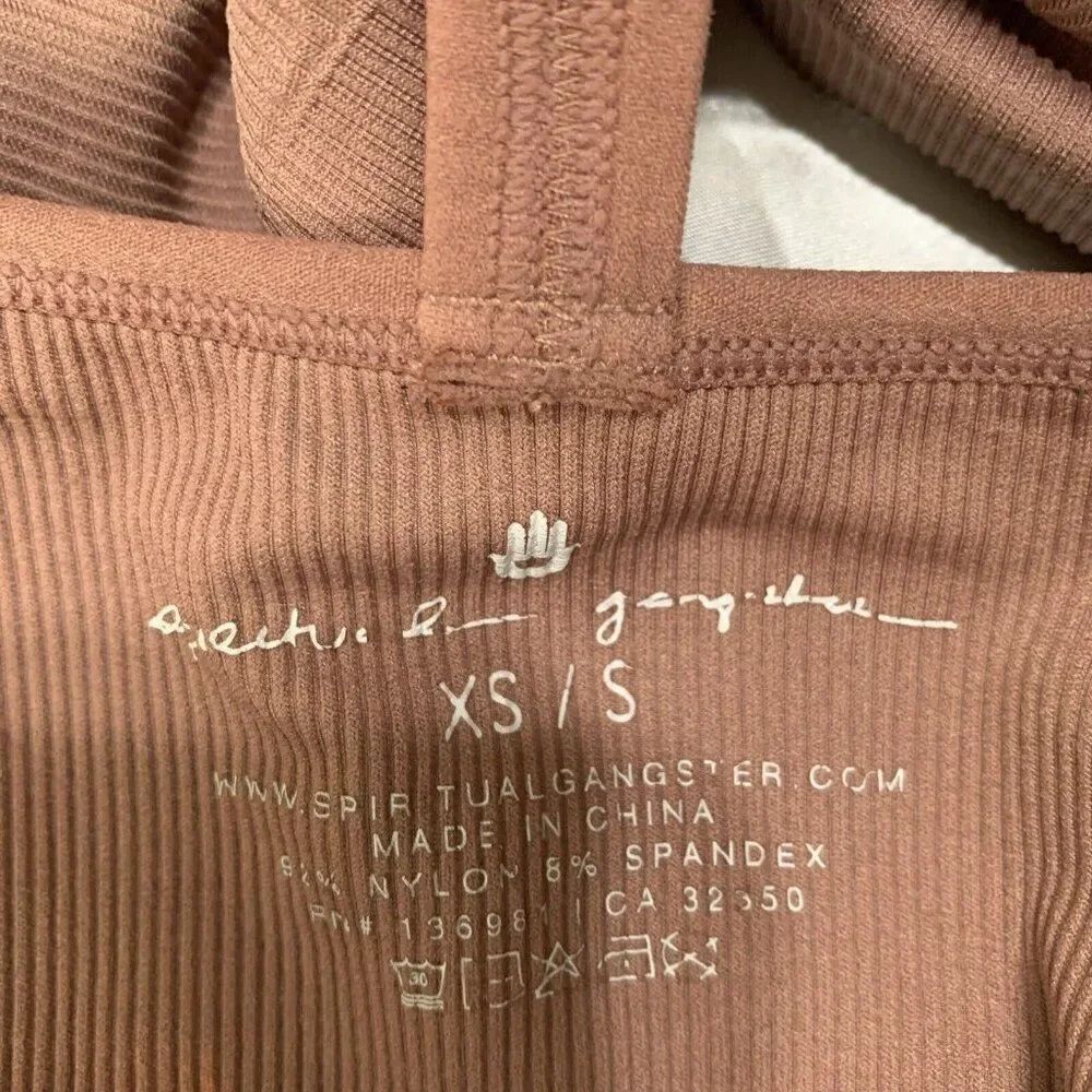 Spiritual Gangster Tan Brown Seamless Icon T Back Ribbed Sports Bra Xs Small - Picture 3 of 5
